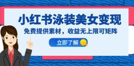 （6387期）小红书泳装美女变现，免费提供素材，收益无上限可矩阵（教程+素材）