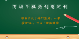（6827期）高端手机壳创意定制，项目正处于蓝海，每单收益30+，可以上矩阵操作