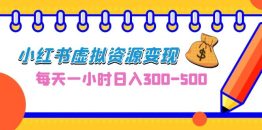 （6887期）0成本副业项目，每天一小时日入300-500，小红书虚拟资源变现（教程+素材）