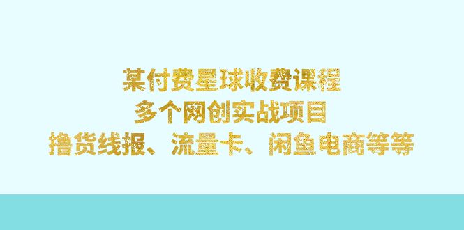 某付费星球课程：多个网创实战项目，撸货线报、流量卡、闲鱼电商等等