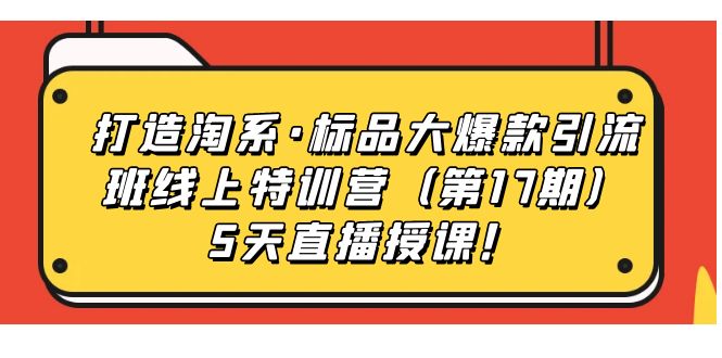 打造淘系·标品大爆款引流班线上特训营（第17期）5天直播授课！