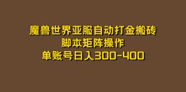 魔兽世界亚服自动打金搬砖，脚本矩阵操作，单账号日入300-400