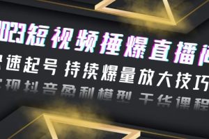 （6275期）2023短视频捶爆直播间：快速起号 持续爆量放大技巧 实现抖音盈利模型 干货