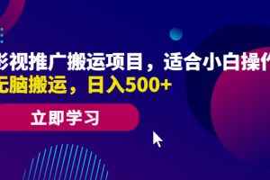 （6408期）影视推广搬运项目，适合小白操作，无脑搬运，日入500+