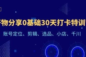 （6419期）好物分享0基础30天打卡特训营：账号定位、剪辑、选品、小店、千川