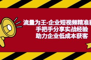 （6477期）流量为王-企业 短视频精准获客，手把手分享实战经验，助力企业低成本获客