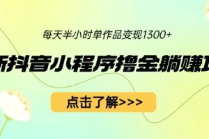 （6613期）最新抖音小程序撸金躺赚项目，一部手机每天半小时，单个作品变现1300+