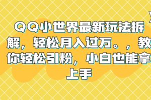 （6775期）QQ小世界最新玩法拆解，轻松月入过万。教你轻松引粉，小白也能拿上手