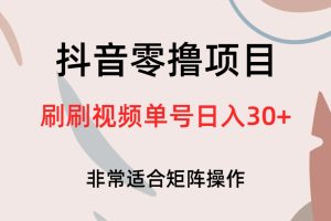 （6844期）抖音零撸项目，刷刷视频单号日入30+