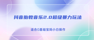 （6915期）抖音胎教音乐2.0，超级暴力变现玩法，日入500+，适合0基础宝妈小白操作