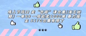 （6917期）情人节风口 卖“杏商”课合集(海王秘籍) 一单99 一周能卖1000单 暴…