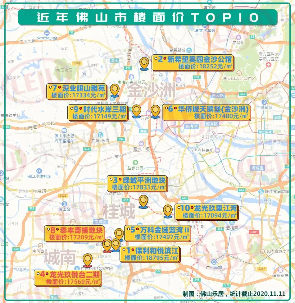 佛山市地图-独家制图！2020佛山五区地价地图！快看你家附近值几钱？