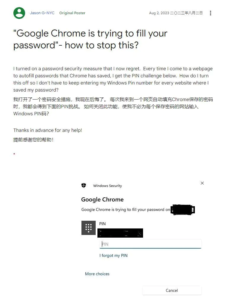 为什么谷歌浏览器无法访问此网站-Chrome 用户反馈启用 Windows Hello 保护后