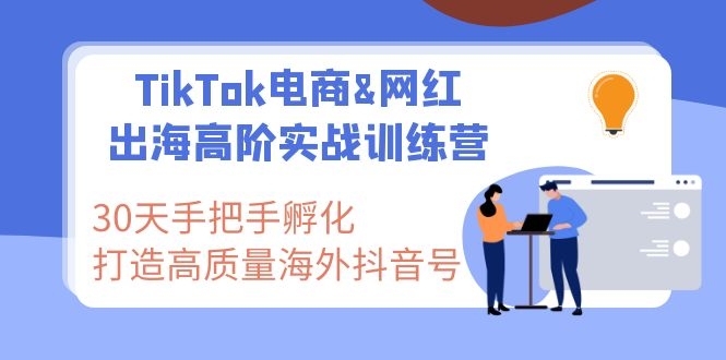 TikTok电商&网红出海高阶实战训练营：30天手把手孵化 高质量海外抖音号