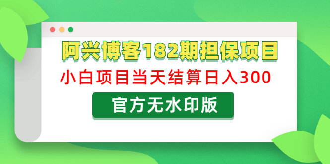 （1219期）阿兴博客182期担保项目：小白项目当天结算日入300可副业【官方无水印版】