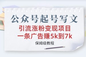 （6987期）公众号起号写文、引流涨粉变现项目，一条广告赚5k到7k，保姆级教程