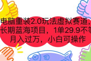 （7037期）电脑重装2.0玩法虚拟赛道，长期蓝海项目 一单29.9不等 月入过万 小白可操作