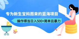 （6382期）专为新生宝妈而来的蓝海项目，操作得当日入500+简单且暴力（教程+工具）