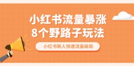 （6476期）小红书流量-暴涨8个野路子玩法：小红书新人快速流量破局（8节课）