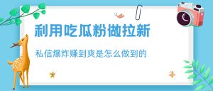 （6668期）利用吃瓜粉做拉新，私信爆炸日入1000+赚到爽是怎么做到的