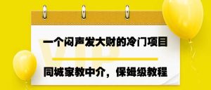 （6710期）一个闷声发大财的冷门项目，同城家教中介，操作简单，一个月变现7000+