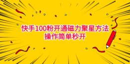 （6823期）最新外面收费398的快手100粉开通磁力聚星方法操作简单秒开