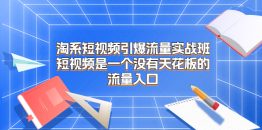 （6956期）淘系短视频引爆流量实战班，短视频是一个没有天花板的流量入口