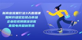 （7280期）新商业-流量打法3天直播课：定位抢占市场 企业短视频获客 直播电商盈利系统