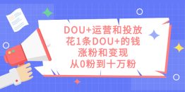 DOU+运营和投放，花1条DOU+的钱，涨粉和变现，从0粉到十万粉