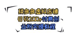 拼多多虚拟店铺日引200+付费创业粉实操教程