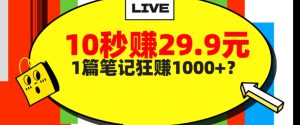 她，靠1个软件，10秒赚29.9元，1篇笔记狂赚1000+？