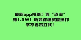 最新app拉新！靠“点淘”赚1.5W！听完课程就能操作！学不会来打我！