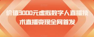 价值3000元虚拟数字人直播技术直播变现全网首发【揭秘】