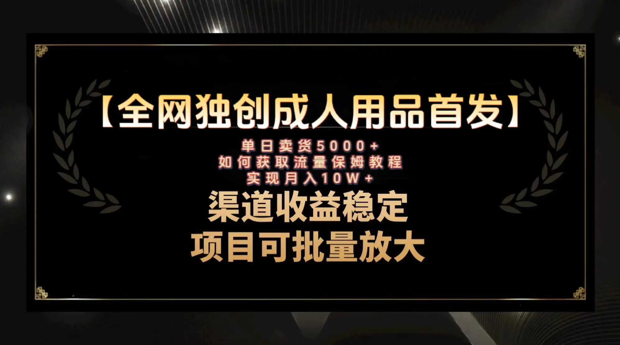 最新全网独创首发，成人用品赛道引流获客，月入10w保姆级教程