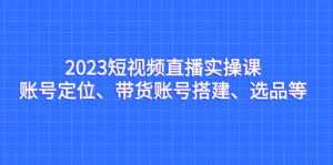 2023短视频直播实操课,账号定位、带货账号搭建、选品等