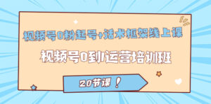 视频号·0粉起号+话术框架线上课:视频号0到1运营培训班(20节课)