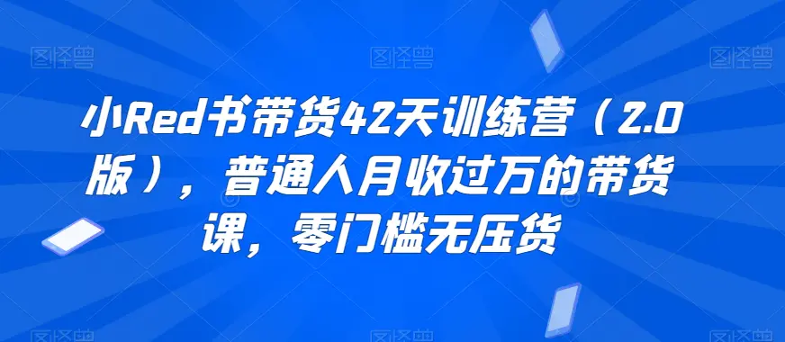 图片[1]-小Red书带货42天训练营（2.0版），普通人月收过万的带货课，零门槛无压货