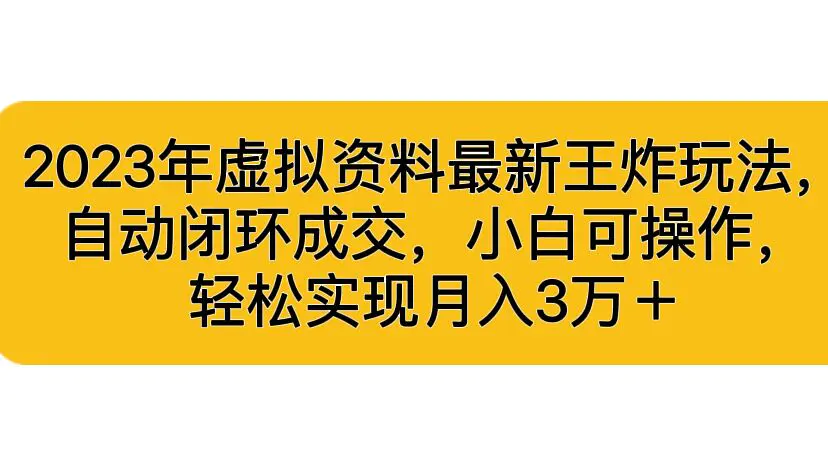 图片[1]-2023年虚拟资料最新王炸玩法，自动闭环成交，小白可操作，轻松实现月入3…