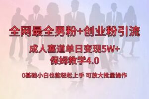 全网首发成人用品单日卖货变现5W+,最全男粉+创业粉引流玩法,小白也能轻松上手。保姆教学4.0