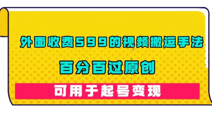 图片[1]-外面收费599的视频搬运手法，百分百过原创，可用起号变现