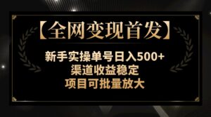 【全网变现首发】新手实操单号日入500+，渠道收益稳定，项目可批量放大