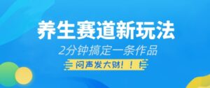 养生赛道新玩法，2分钟搞定一条作品，闷声发大财【揭秘】