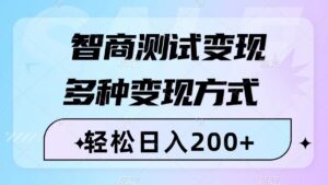 智商测试变现,轻松日入200+,几分钟一个视频,多种变现方式(附780G素材)
