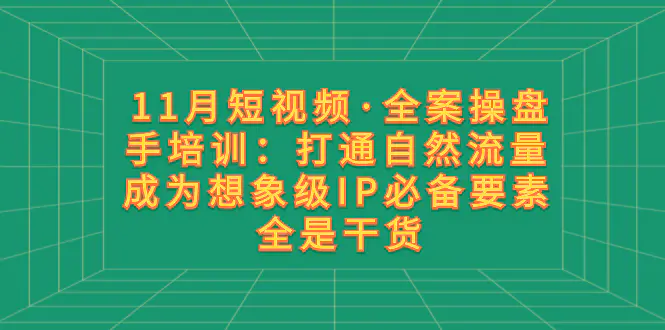图片[1]-11月短视频·全案操盘手培训：打通自然流量 成为想象级IP必备要素 全是干货