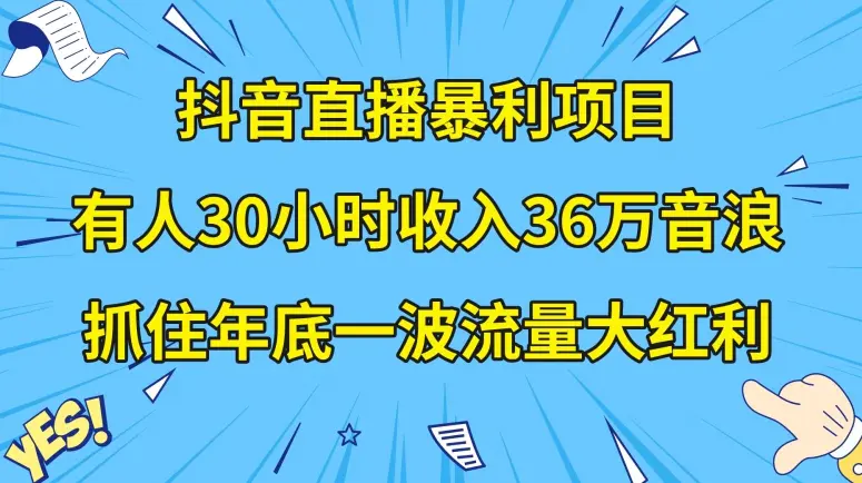图片[1]-抖音直播暴利项目，有人30小时收入36万音浪，公司宣传片年会视频制作，抓住年底一波流量大红利【揭秘】