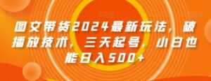 图文带货2024最新玩法,破播放技术,三天起号,小白也能日入500+【揭秘】