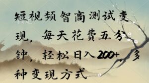 短视频智商测试变现,每天花费五分钟,轻松日入200+,多种变现方式