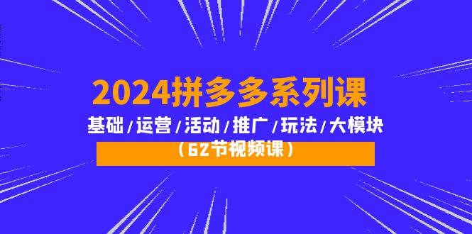 2024拼多多系列课：基础/运营/活动/推广/玩法/大模块（62节视频课）