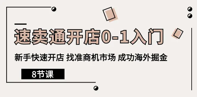 图片[1]-速卖通开店0-1入门，新手快速开店 找准商机市场 成功海外掘金（8节课）