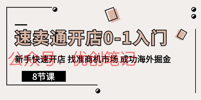 速卖通开店0-1入门，新手快速开店 找准商机市场 成功海外掘金（8节课）